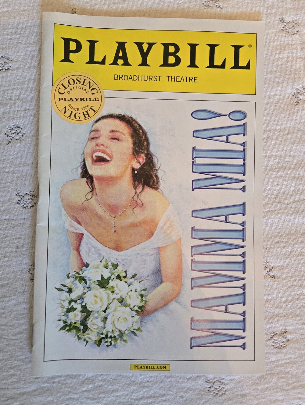 Playbill Mamma Mia! Broadway Closing Night 9/12/2015